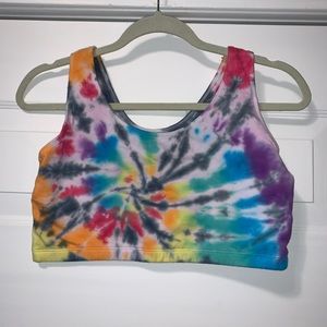Black Striped Rainbow Tie Dye Sports Bra
